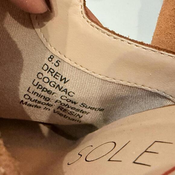 Sole Society Drew Suede Cognac Mule Wedge Brown Womens 8.5 Like New - Picture 6 of 6